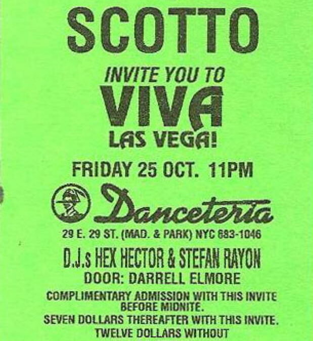 Danceteria flyer: Viva Las Vega, October 25, 1985