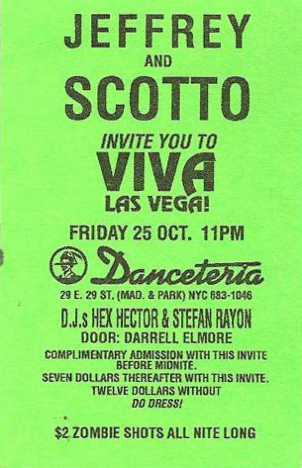 Danceteria flyer: Viva Las Vega, October 25, 1985