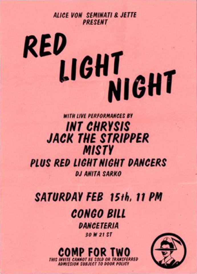 Danceteria flyer: Red Light Night, February 15, 1986
